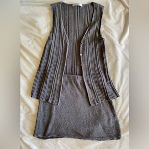 Free People FP Gray Ribbed Knit Vest and Skirt Set Size Small